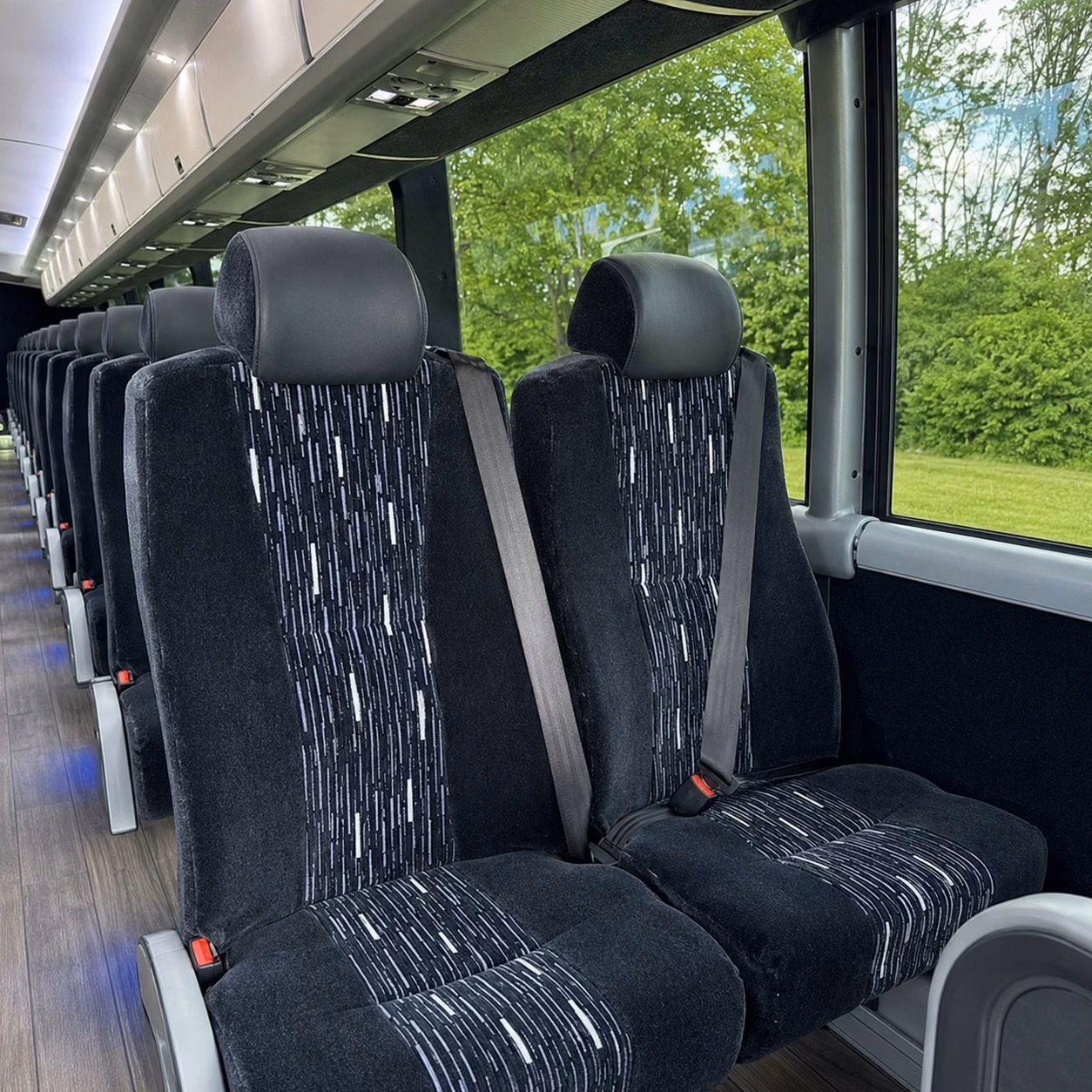 56 passenger charter bus inside